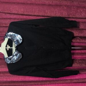 Crewcuts J Crew NWT girls Black Cardigan Sweater Holiday Sequin Pictures Size 14